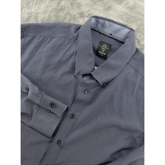 Msx By Michael Strahan Other - Michael Strahan Button Up Mens Large Blue Geometric Modern Fit Stretch Shirt